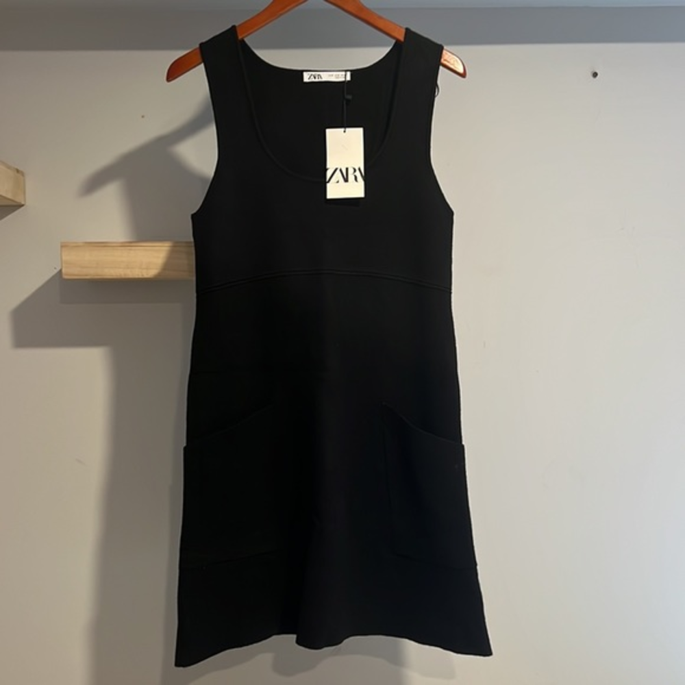 Zara black fleece dress NWT